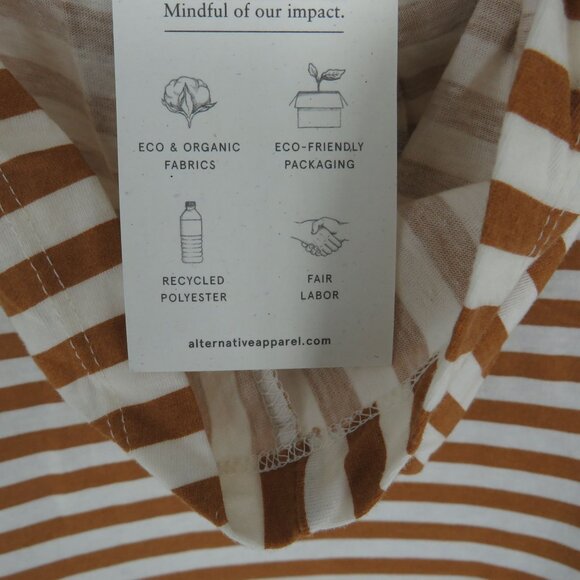 Alternative Women's Striped Brown White Hooded Top XS NWT - Picture 5 of 6